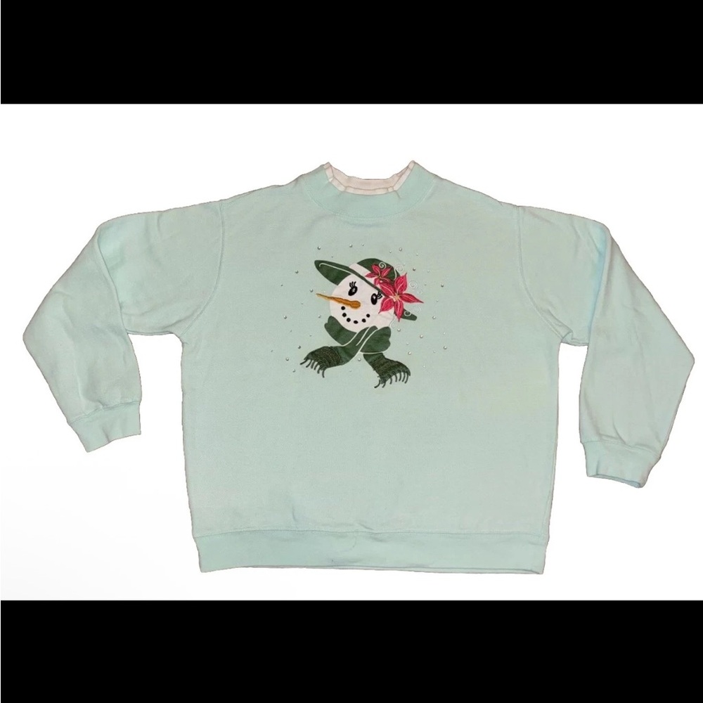 SAWYER CREEK HOLIDAY SWEATSHIRT snowman mint green